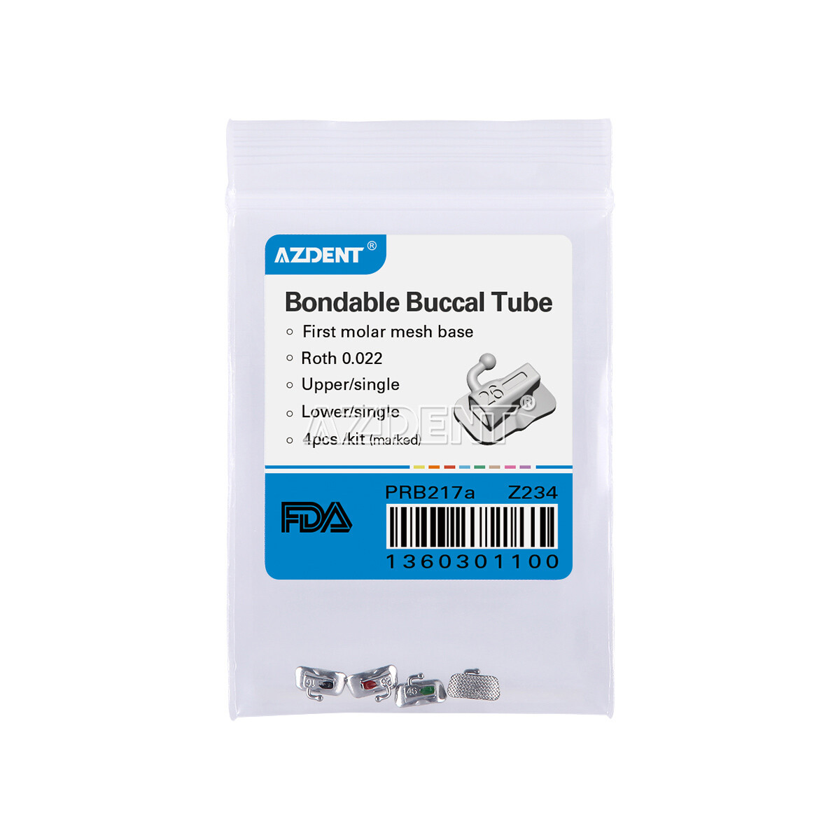 Dental Orthodontic Bondable Buccal Tubes 1st/2nd Molar Non-conv MBT/Roth.022 AZ