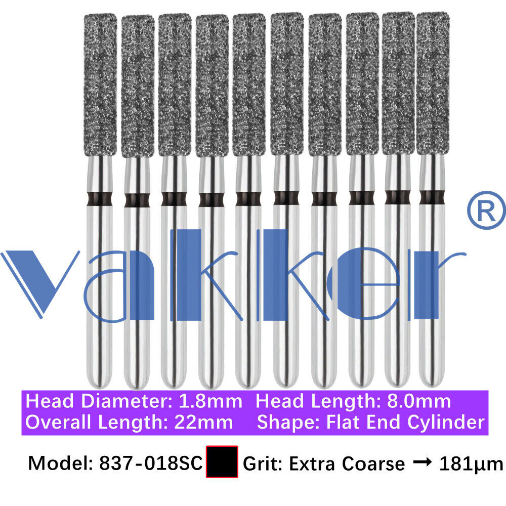 50pc Dental Diamond Burs Flat Round End Modified Cylinder 838 881 835 836 837