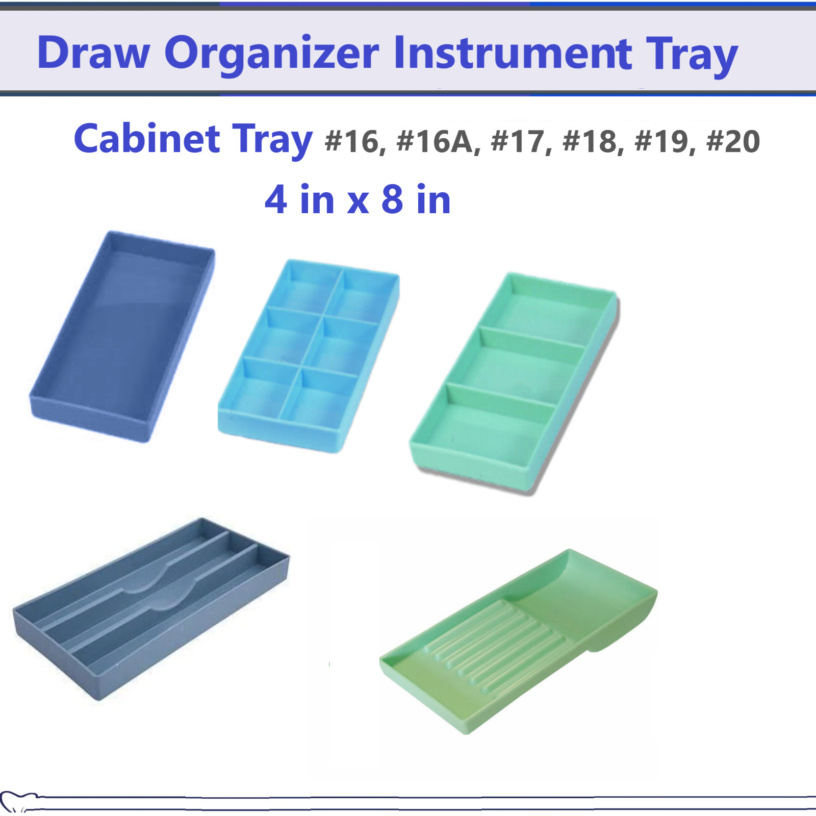 Dental Instrument Tray Cabinet Tray & For Heat Sterilization to 270F #16, #20