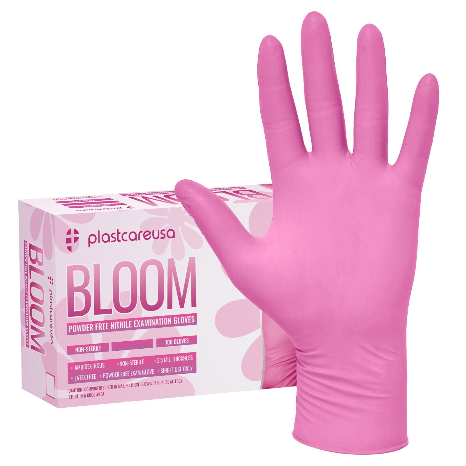 100 Large Nitrile Exam Disposable Pink Gloves, Latex & Powder Free, L