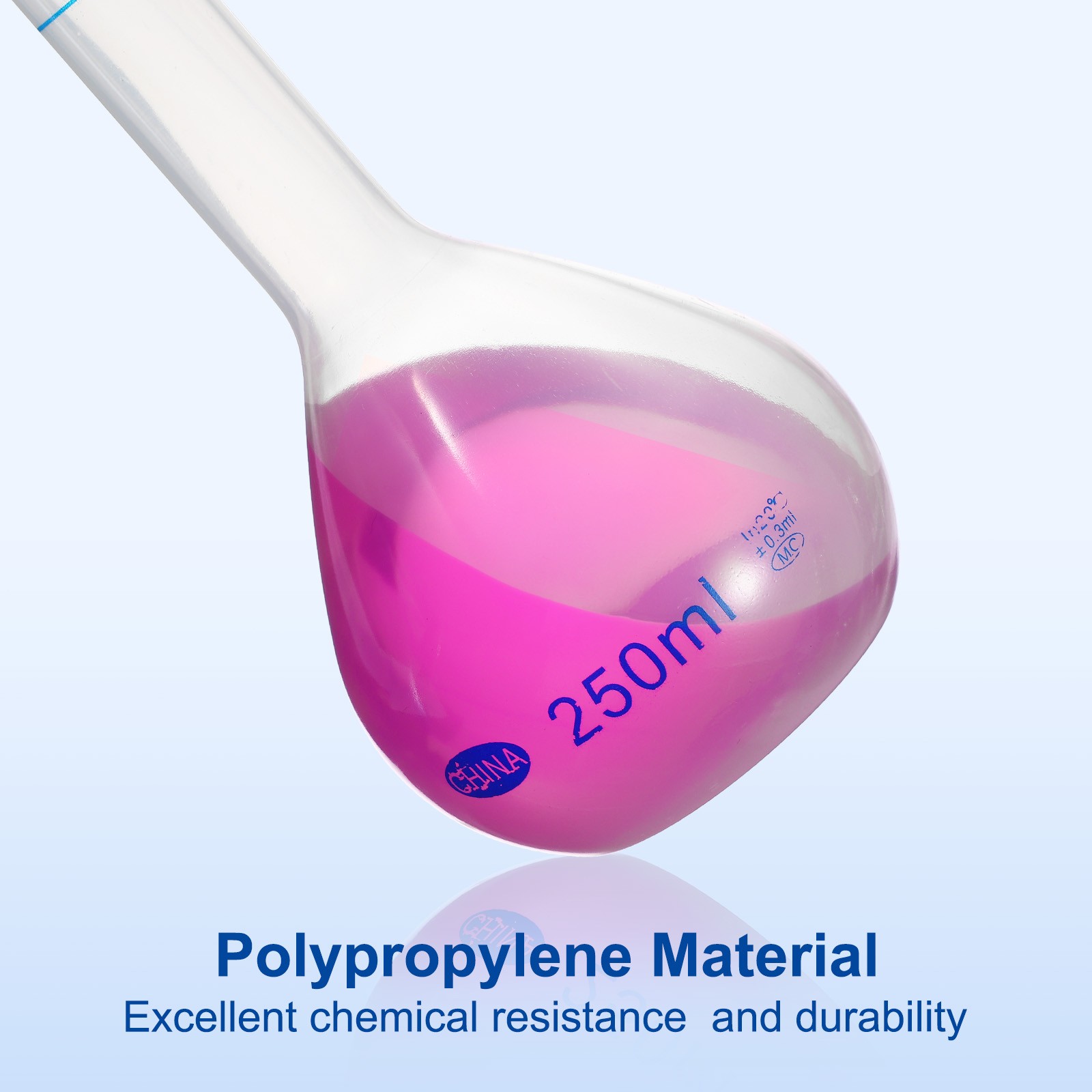 2Pcs 100ml Polypropylene Graduated Volumetric Flask with Red Cap Tolerance 0.3ml