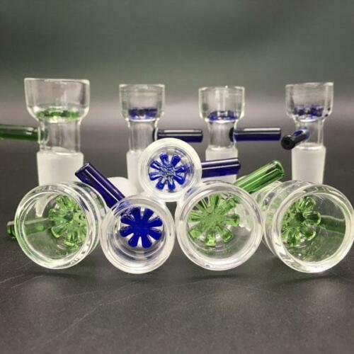 14mm 2 Inch Star Screen Glass Slide Bowl – Green Blue Clear