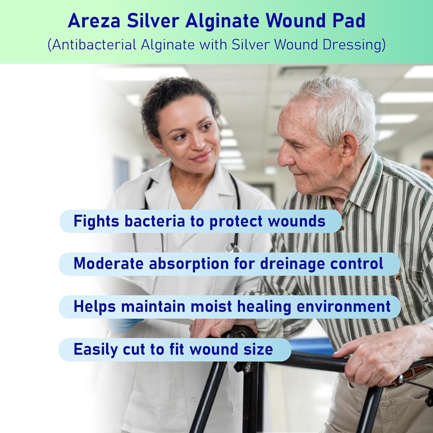 Areza Silver Calcium Alginate Antibacterial 4.25 x – 1 Box of 5 PCS