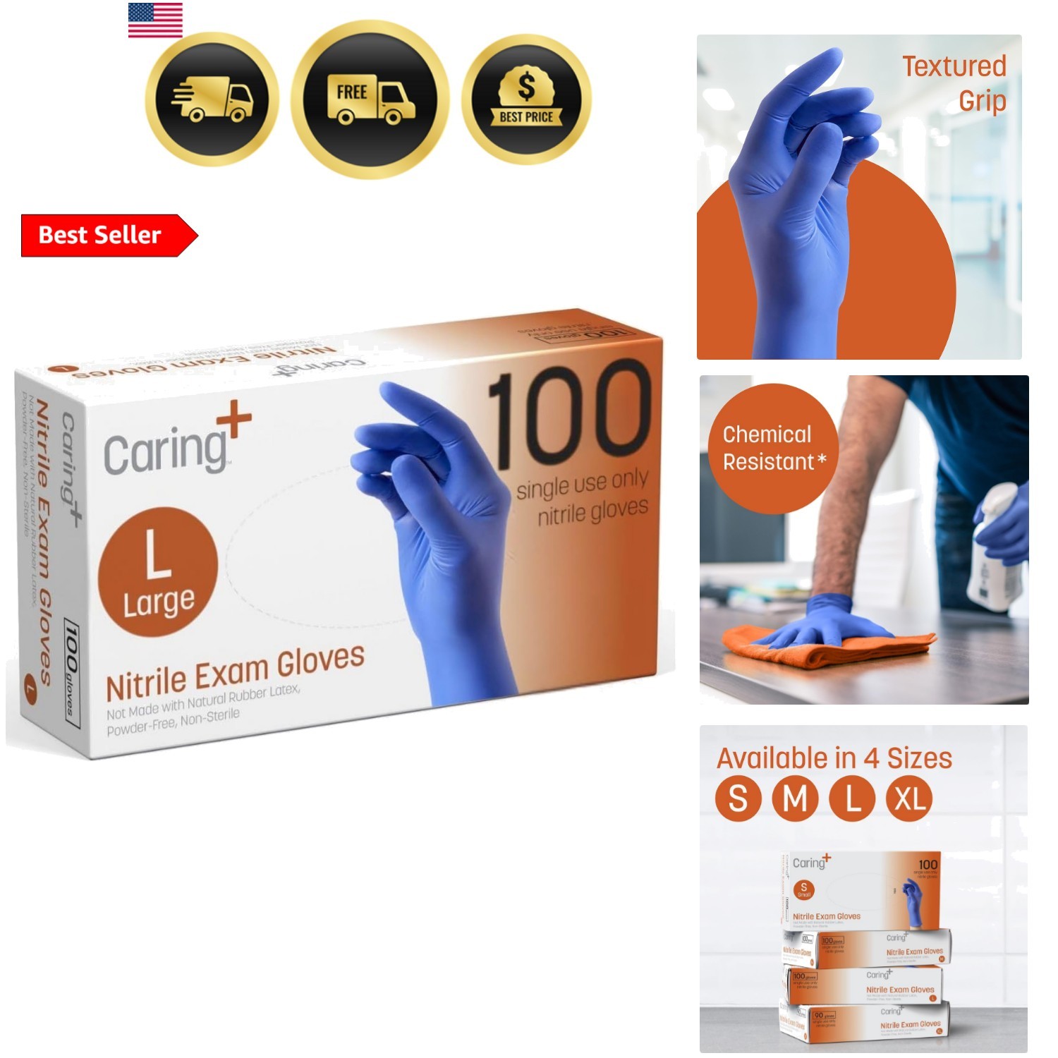 Nitrile Exam Gloves, Blue, Powder-Free, Disposable Gloves for Medical Care, F…