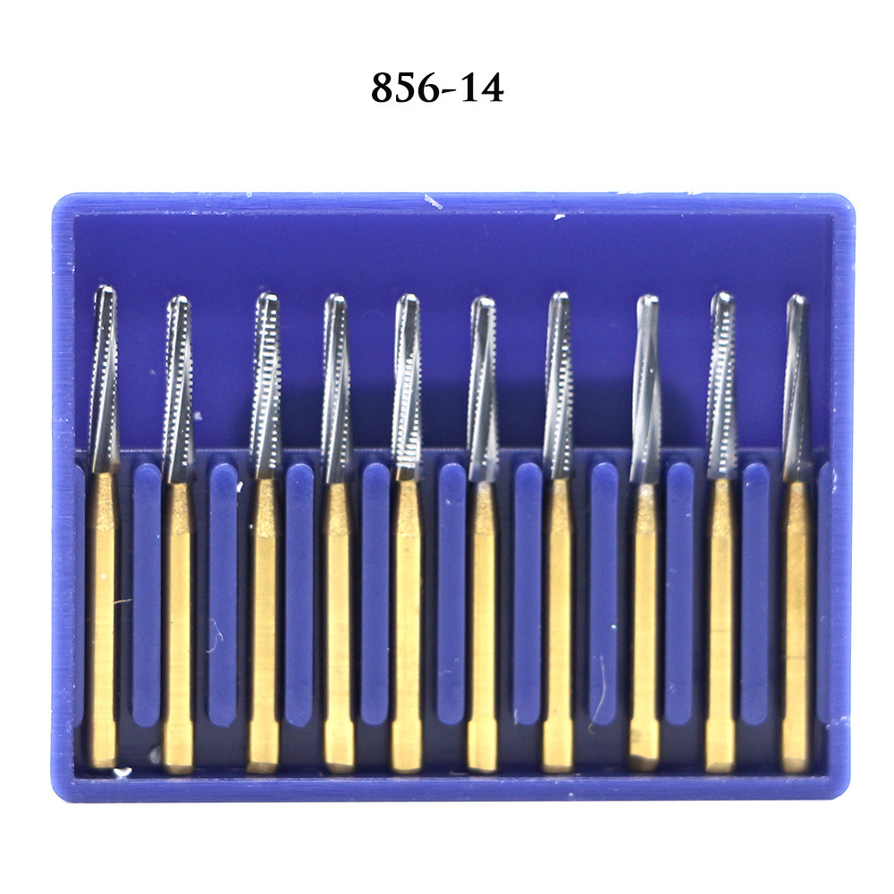10PCS/PK Dental Super Crown & Bridge Carbide Burs FG 856-014, FG Shank