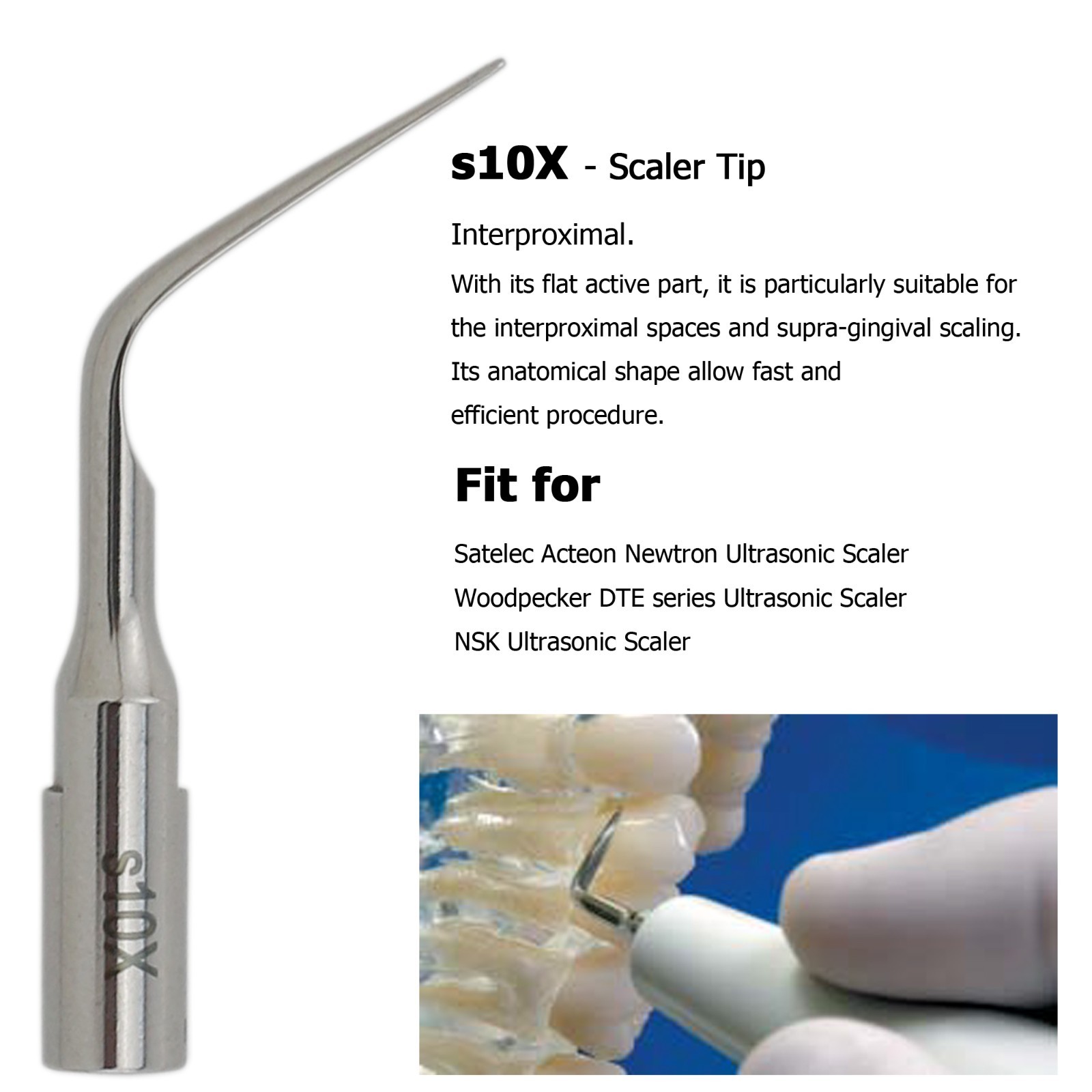 Dental Satelec Acteon Ultrasonic Piezo Scaler Tips 10X Interproximal Tip Holder