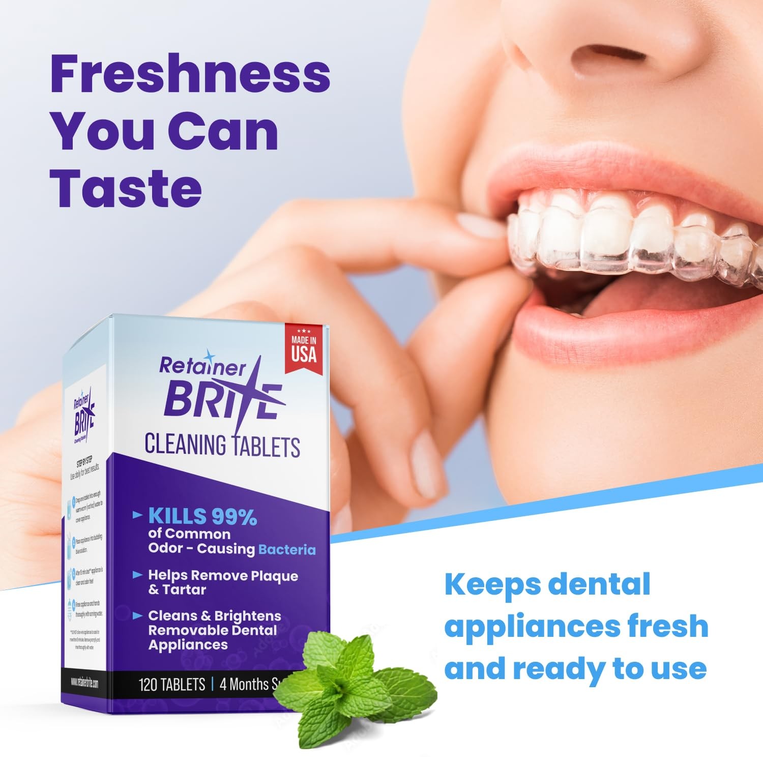 Retainer Brite – Cleaner Tablets for 120 Count (Pack of 1)