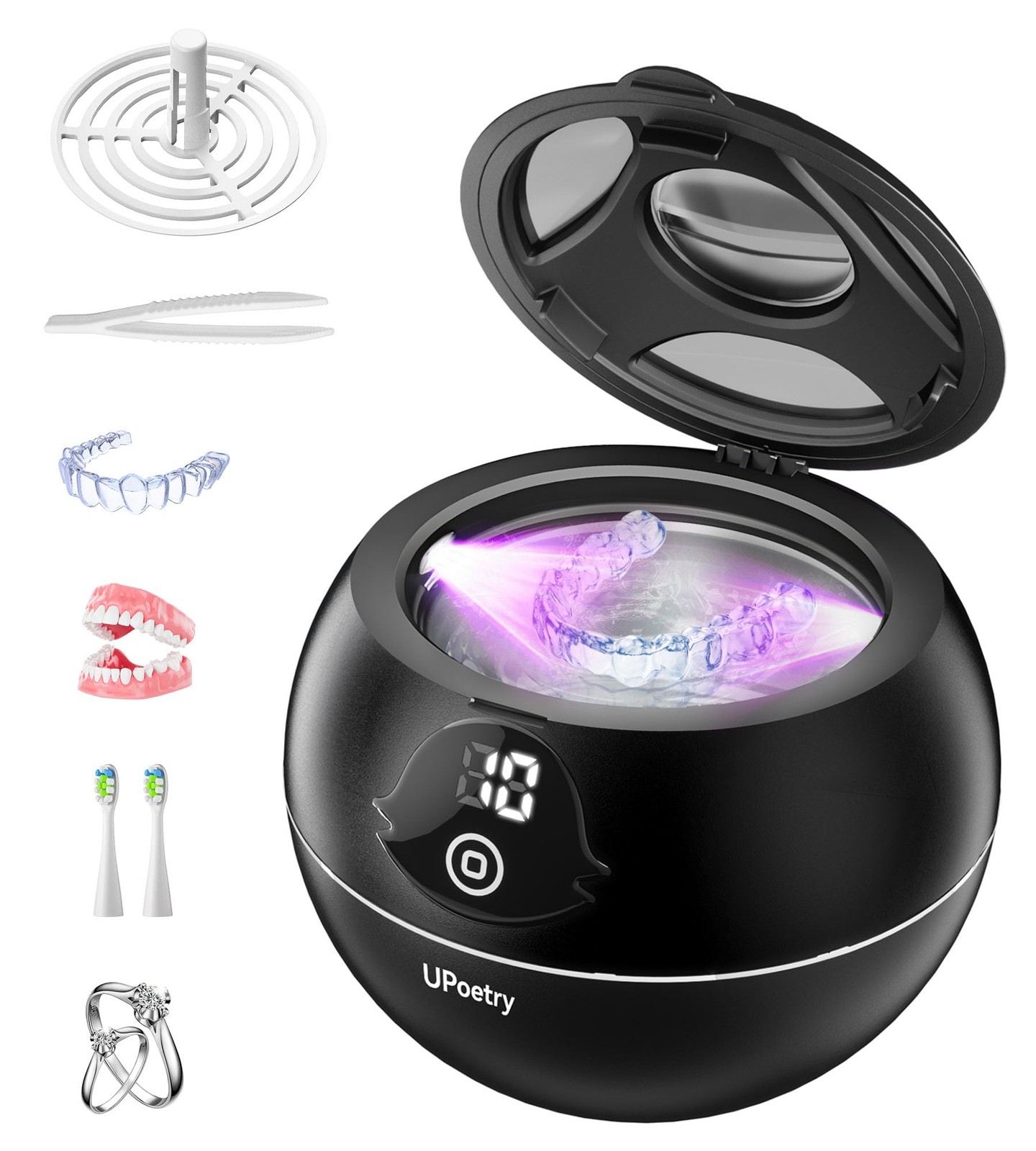 Ultrasonic Retainer Cleaner, 45kHz Retainer Cleaner Machine with Digital Time…