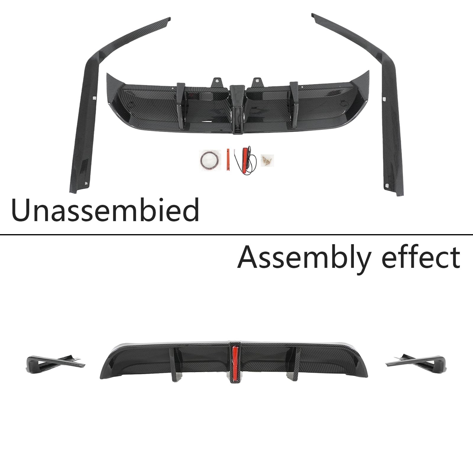 Rear Diffuser Lip LED & Corner Ext Toyota Camry SE XSE 2018-2024 Carbon Fiber