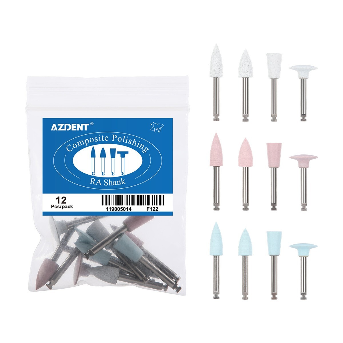 12Pcs/pack Dental RA Silicone Composite Polishing Kit or Contra Angle Handpiece