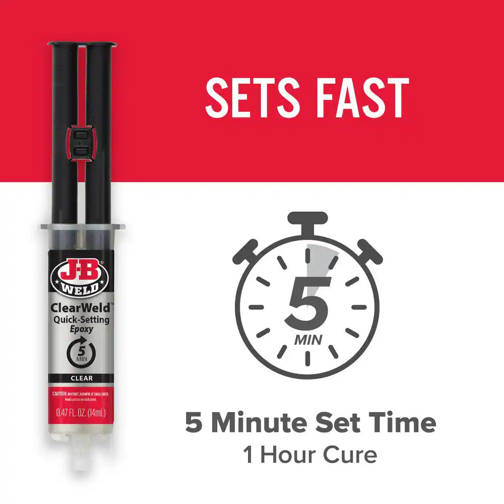JB Weld 50114H ClearWeld Quick Setting Epoxy, Clear 0.47 oz