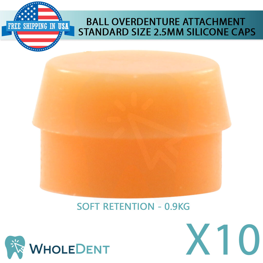 10x Soft Silicone Cap Ø2.5mm Ball Attachment Abut ment Dental Im plant