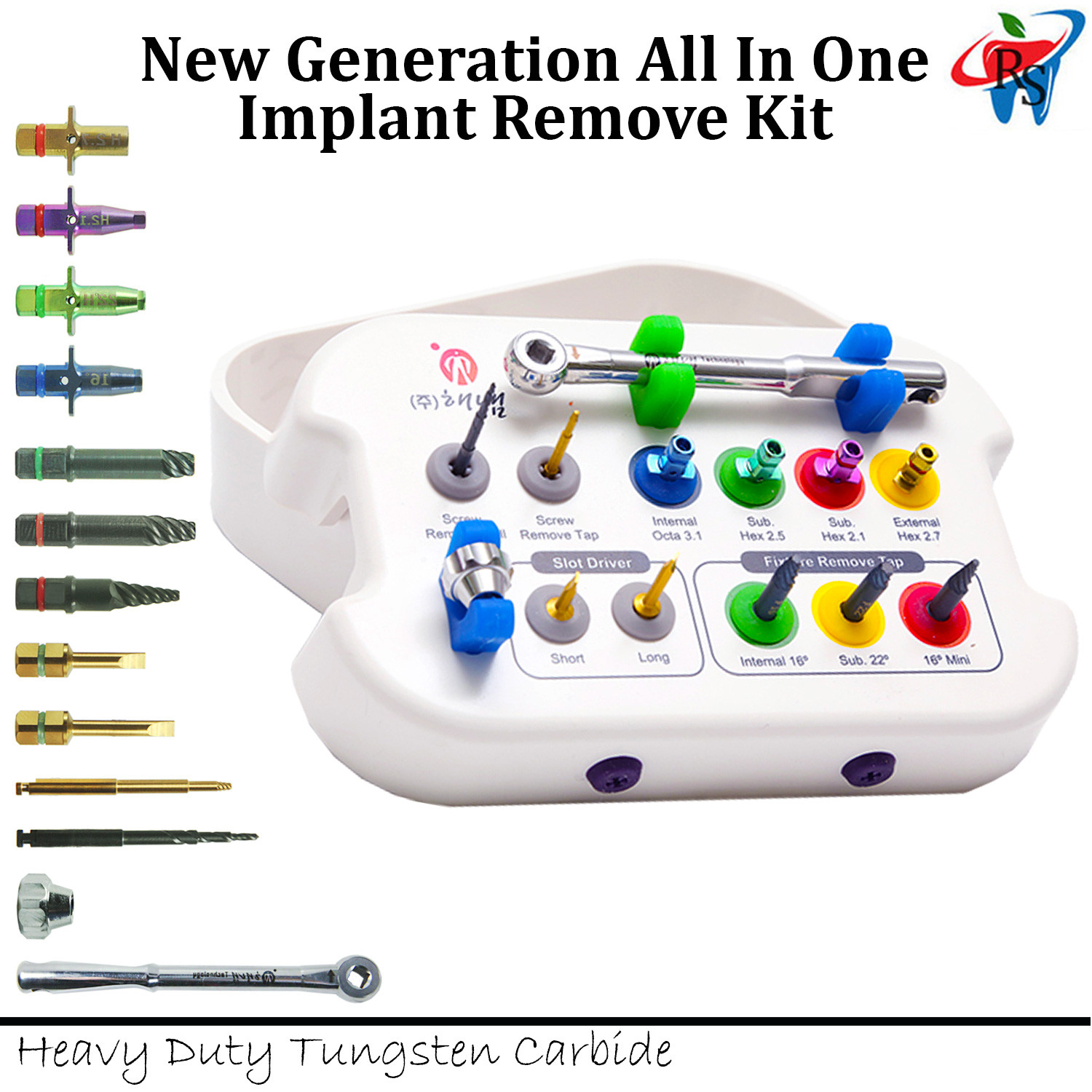 RS Dental Implant Remove Broken Screw Extractor Surgical Tool Instrument Kit