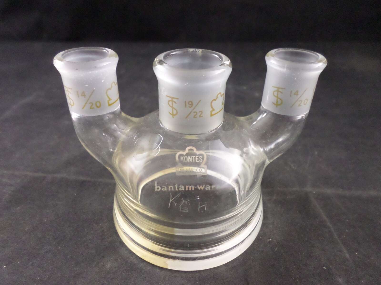 KONTES Glass Multi-Neck (3) Reaction Flask Top 19/22 & 14/20 Joint 50mm Flange B