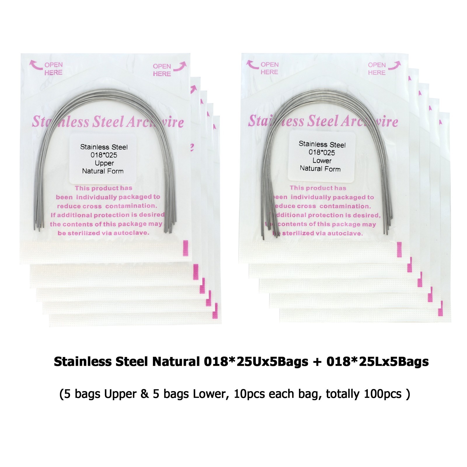 Dental Orthodontic Arch Wire Stainless Steel Natural Form Round Rectangular U L
