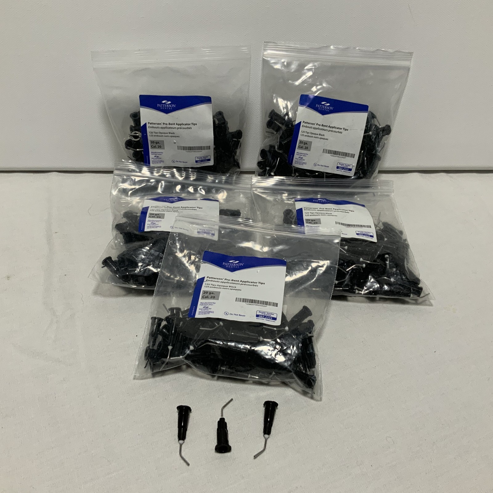 Patterson Dental Pre-bent Applicator tips Bundle black 625 count 5 bags of 125