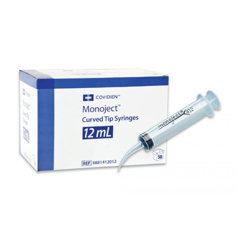 Covidien Monoject 412 Curved Tip Impression Syringes 12mL x 100