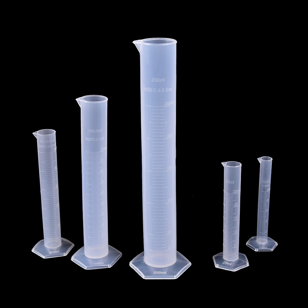 10/25/50/100/250ML Plastic Measuring Cylinder Laboratory Test Graduated Tube F4