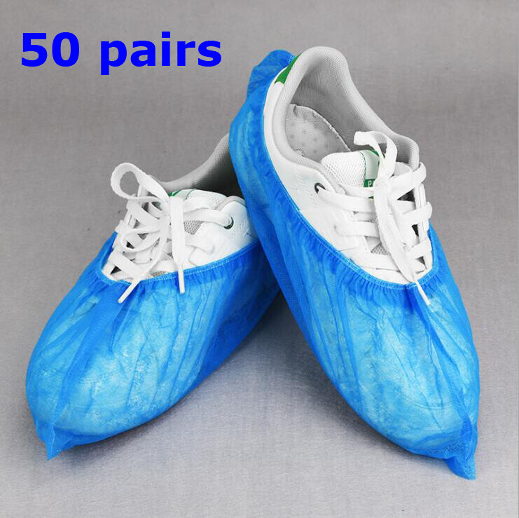 Blue Disposable Non-woven Shoe Covers Medical Lab Supplies Dust Proof 50 Pairs