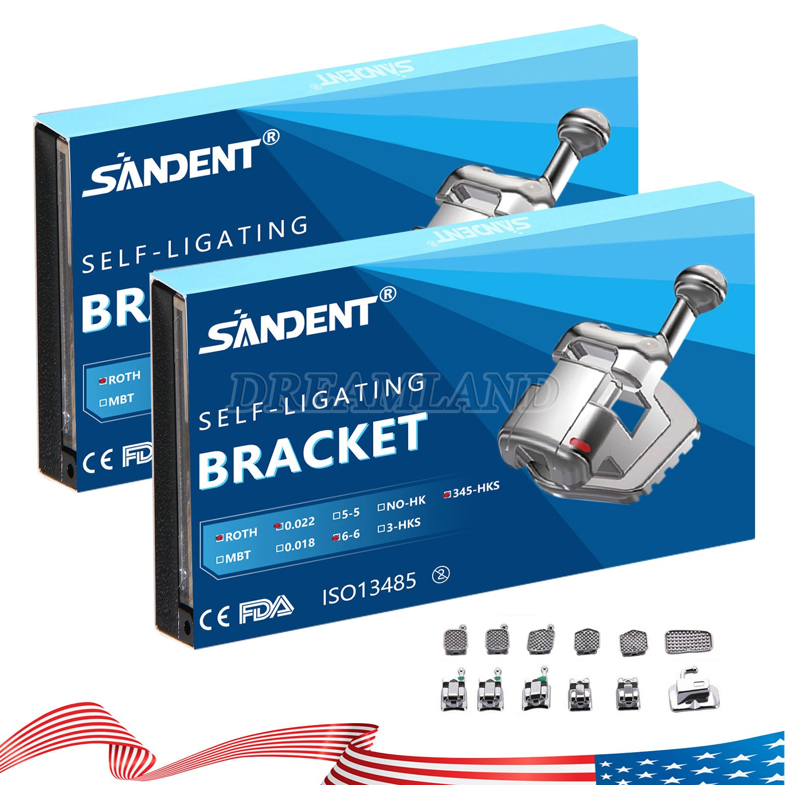 1 Pack Dental Orthodontic Bracket Braces Ceramic MBT 022 with 3-4-5 Hooks
