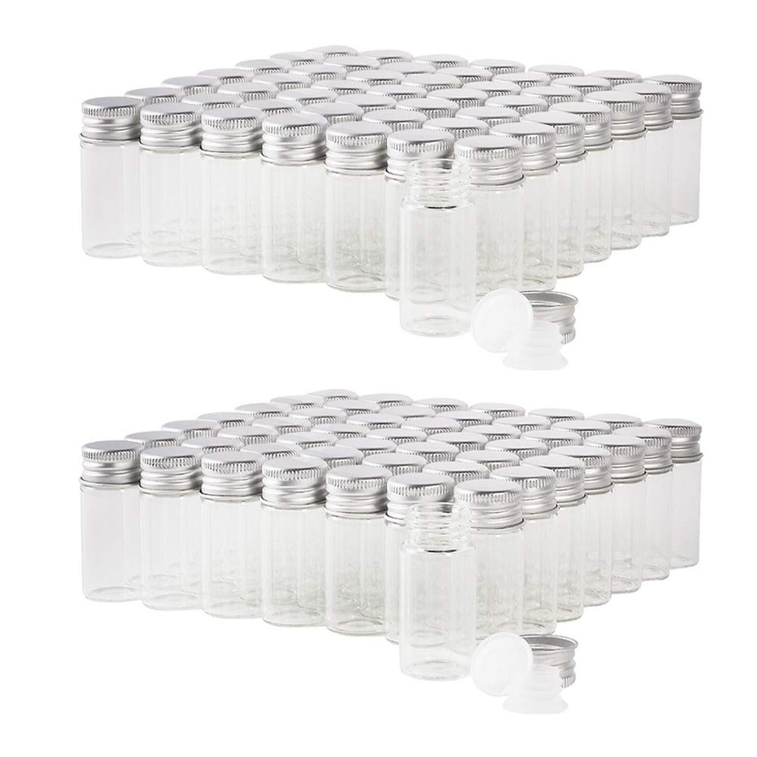 10ml Glass Vials with Screw Caps and Plastic Stoppers, Small Clear Liquid Sam…