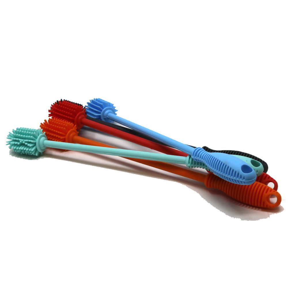 Silicone Bottle Brush, Bottle Cleaner, 12.5″, Steel Rod, Orange (Case of 100)