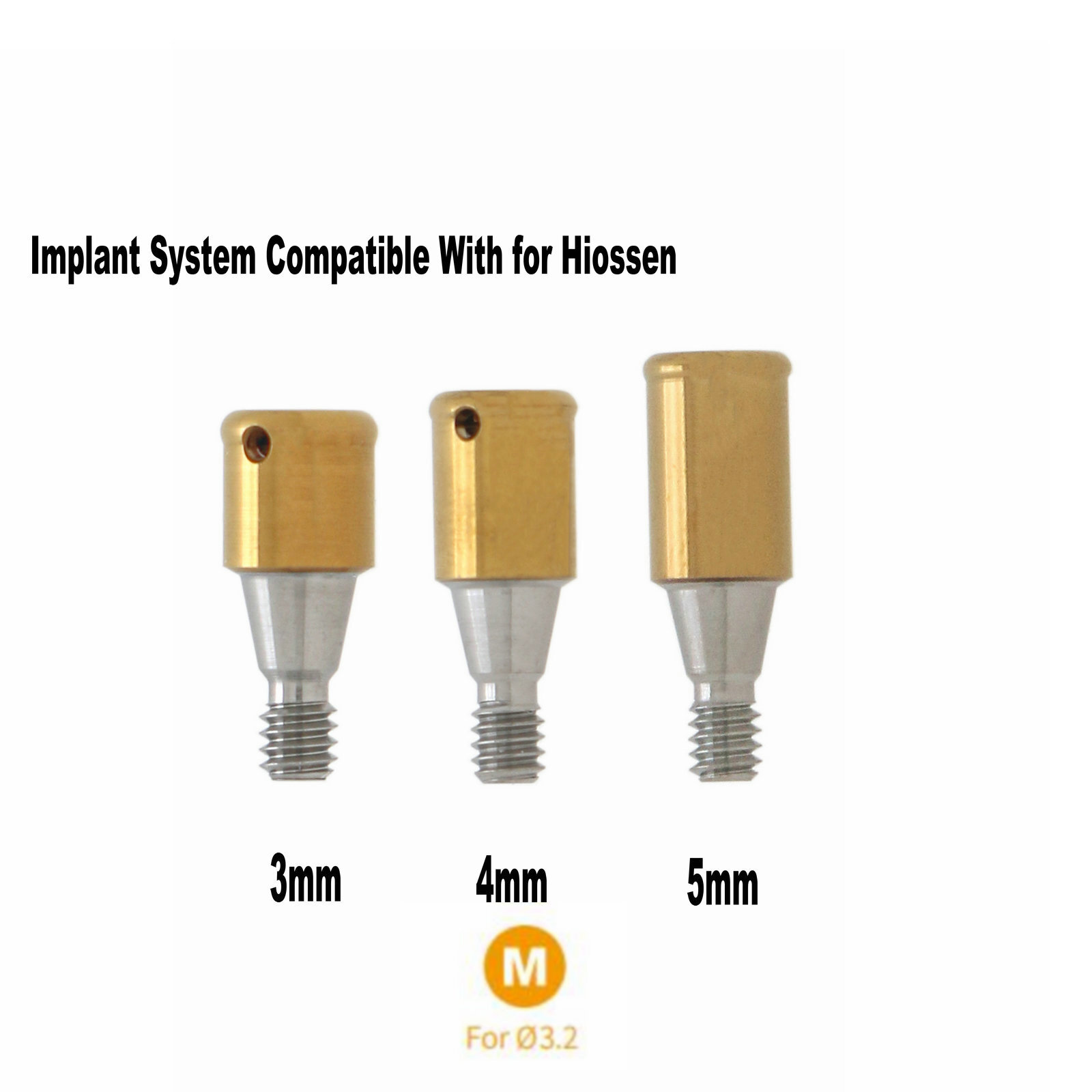 Dental Mini Ø3.2 Regular Attachment Abutments Male Caps for Hiossen 3/4/5mm