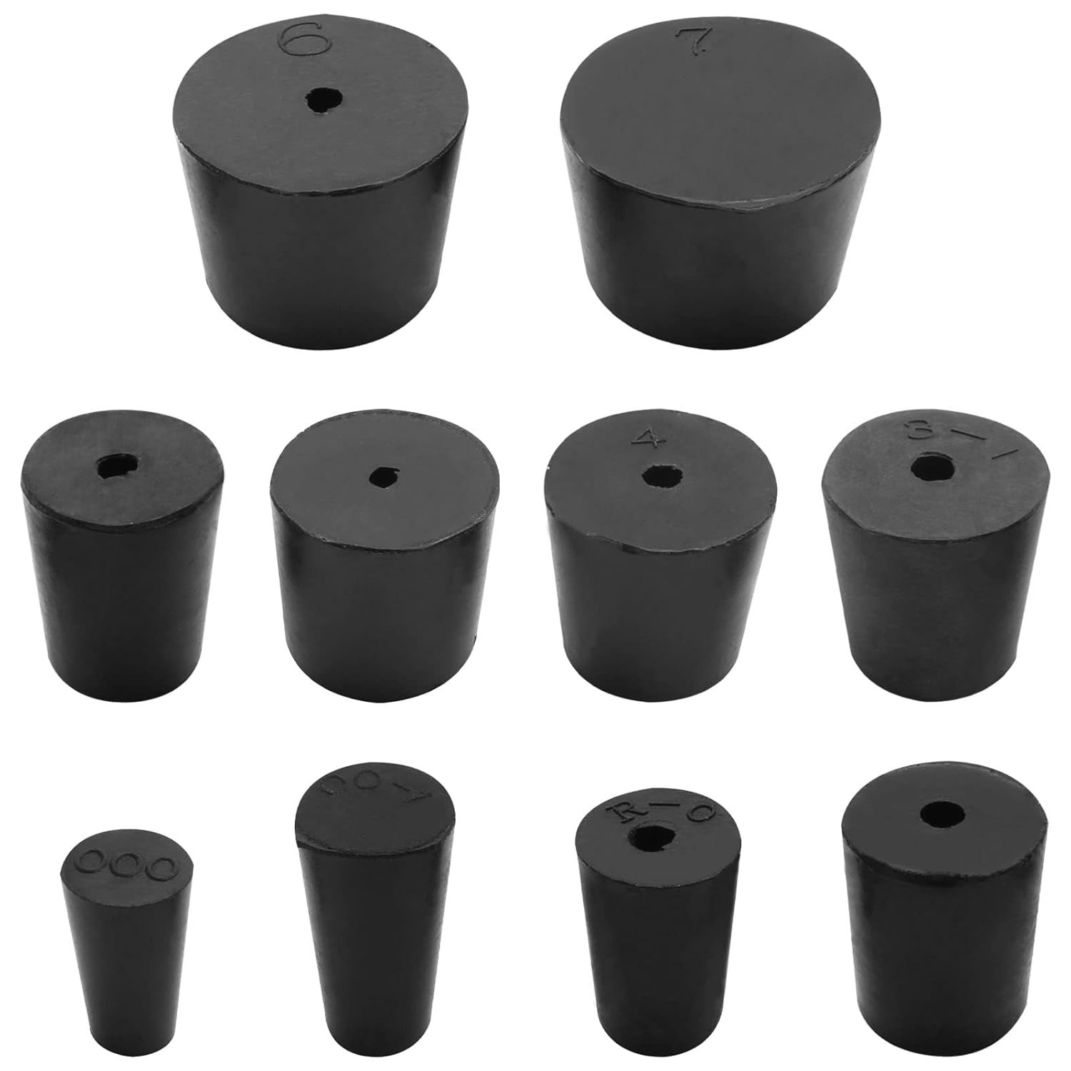 22 Pack Solid Rubber Stoppers 000# -7# – Tapered Laboratory Test Tube Stopper Pl