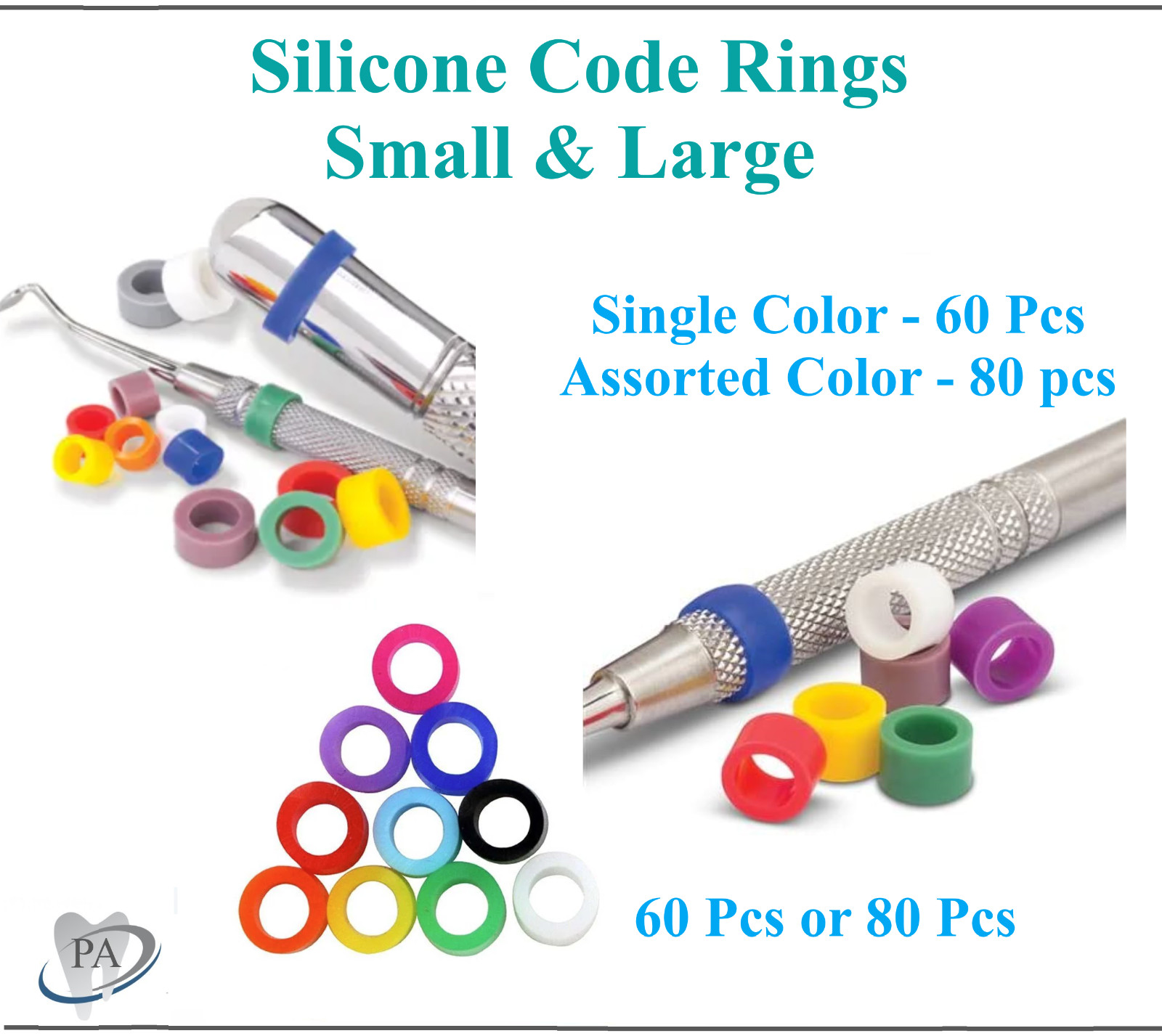 Dental Instrument Silicone Color Code Rings Small(60pc)/Large(60pc) Autoclavable