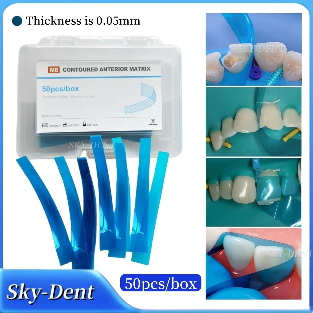50pcs Dental Anterior Matrix Composite Restoration Matrices Polyester Blue Strip