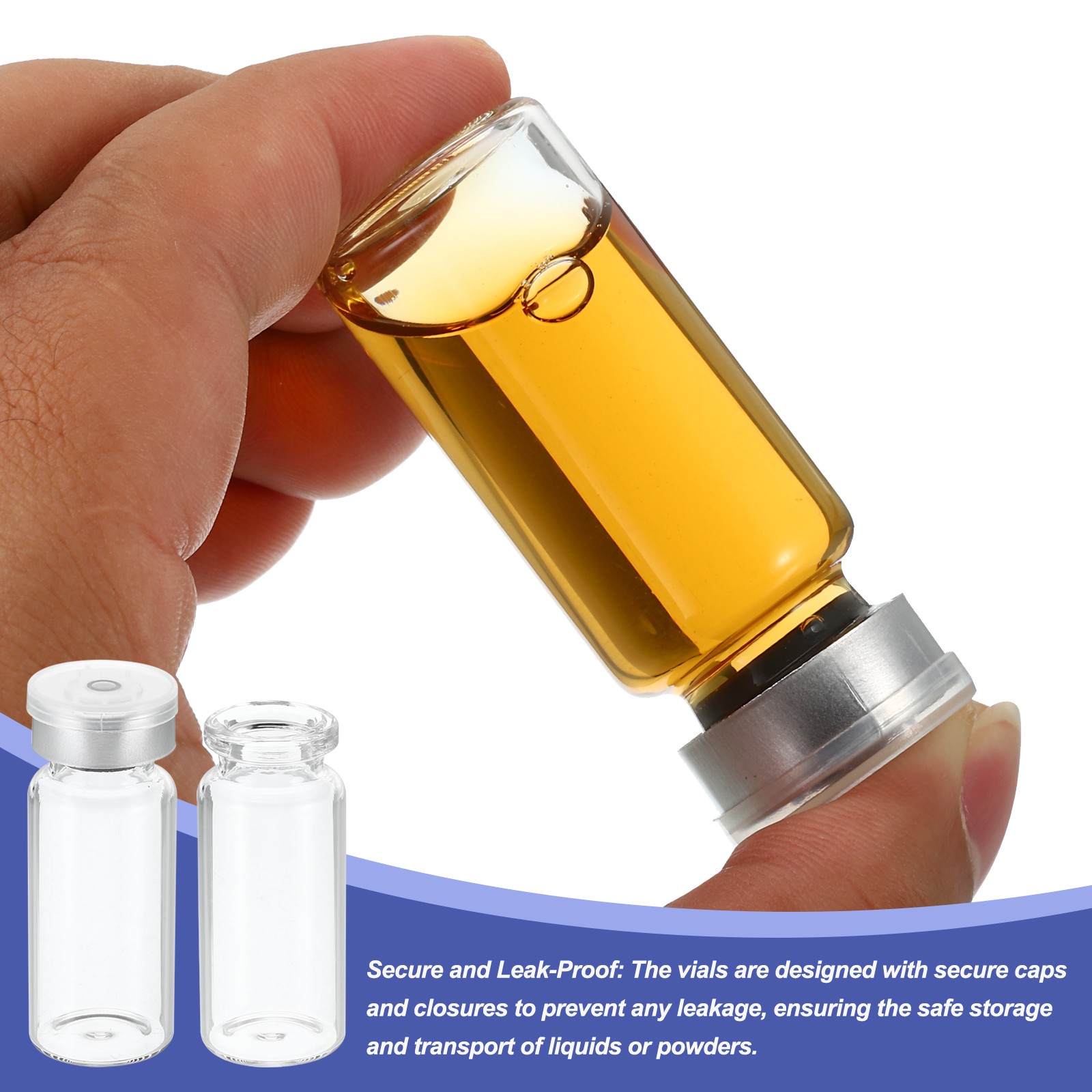 10ml Sample Vials, 20 Pack Lab Empty Vials Borosilicate Glass Vial, Transparent