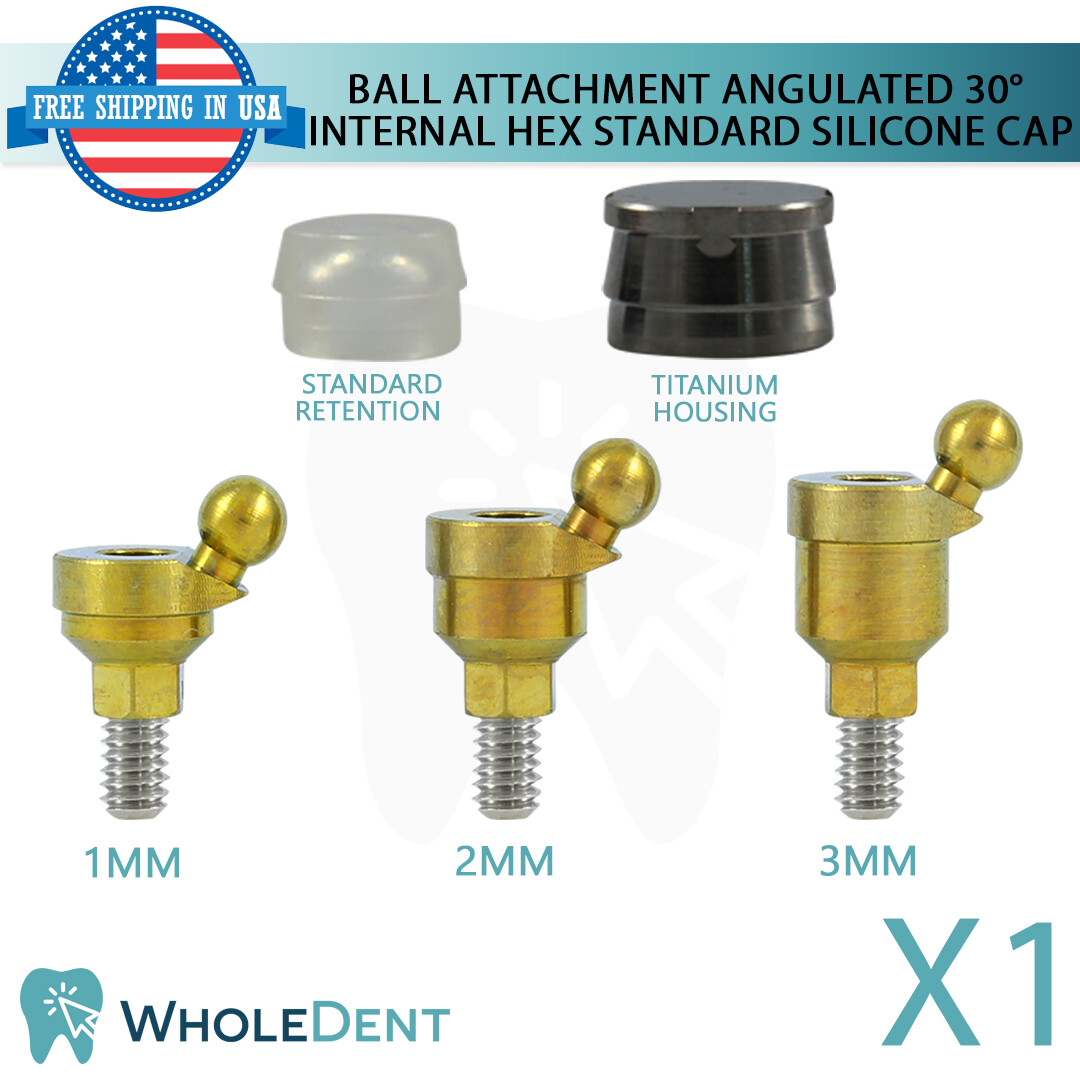 Angulated Ball Attachment 30° Standard Silicone Caps Dental Implant Int Hex