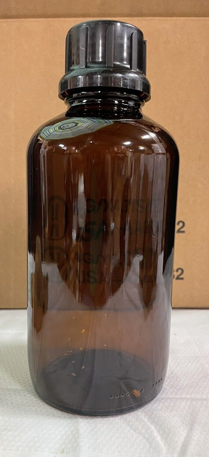 Amber Glass 1000ml Round Bottle with Screw Lid Laboratory Bottles (2)