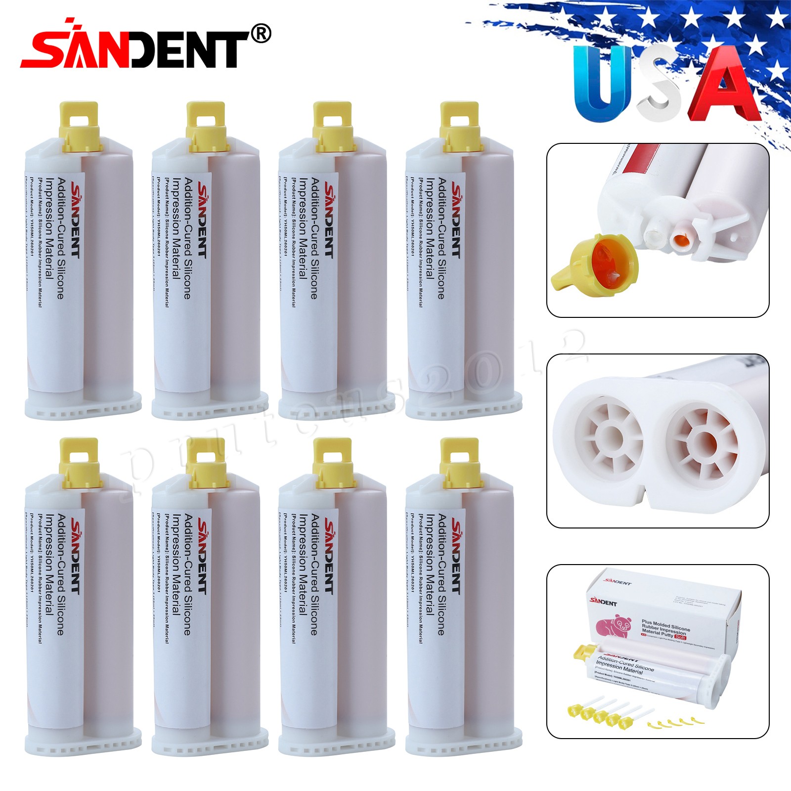 64PCS Dental Impression Material VPS Light Body Fast Set 50 ml Cartridge
