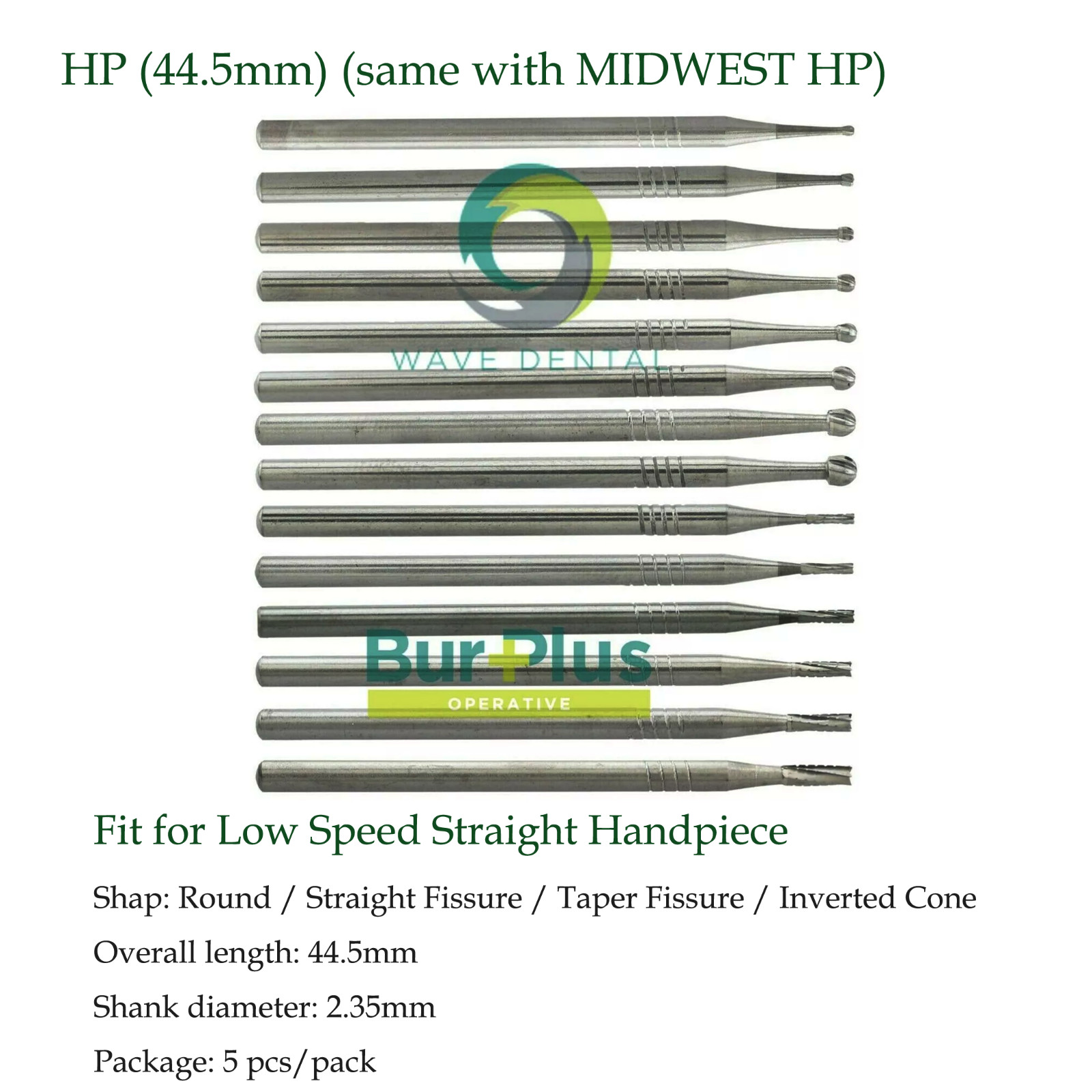 Wave Dental Carbide Burs Round Fissure HP 8 557 Surgical Straight Handpiece Burs