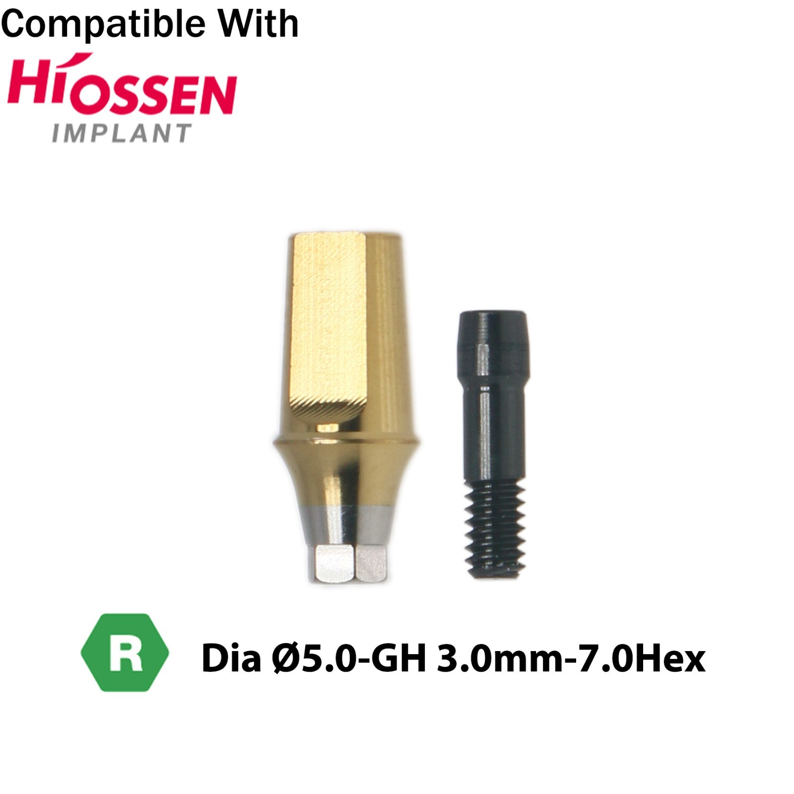 Titanium Straight Abutment Compatible with Osstem Hiossen Regular Ø4.5/5.0/6.0mm