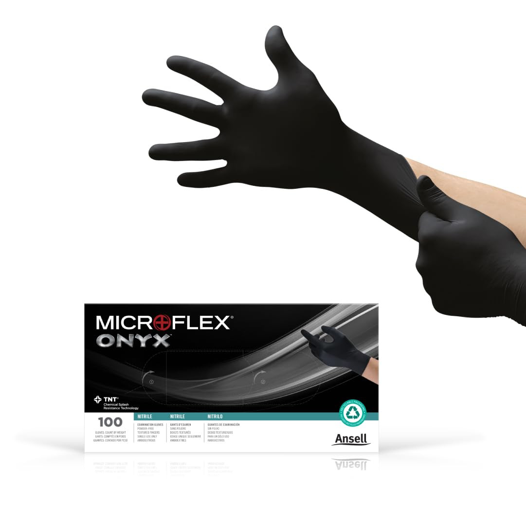 MICROFLEX Onyx N64 Disposable Nitrile Exam Gloves for Automotive, Metal Fabricat