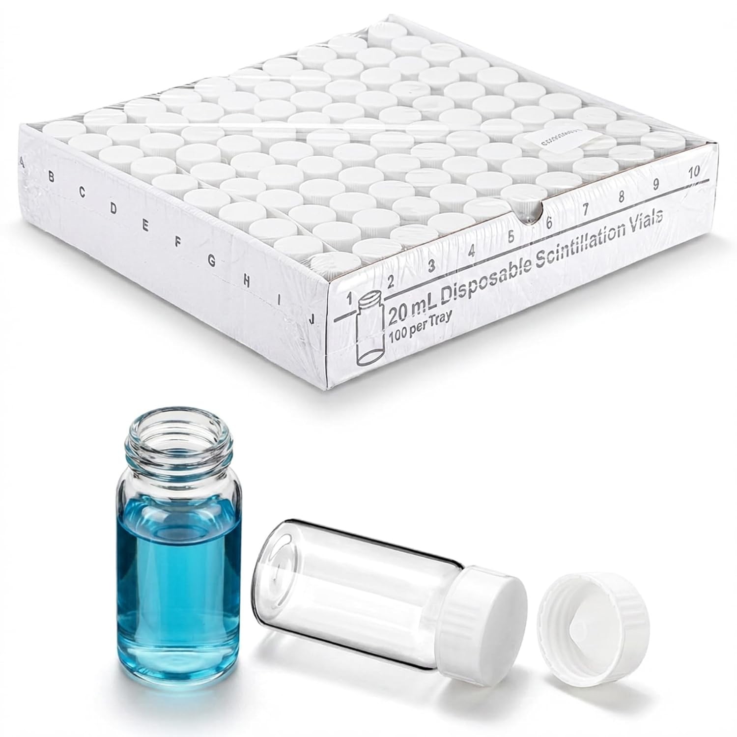 500Pcs 20ml Scintillation Vials Transparent Borosilicate Glass Counting Vials US