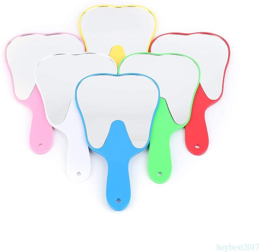 6PCS Colorful Dental Mouth Mirror Teeth Shaped Mirror Handheld Tooth Care Makeup