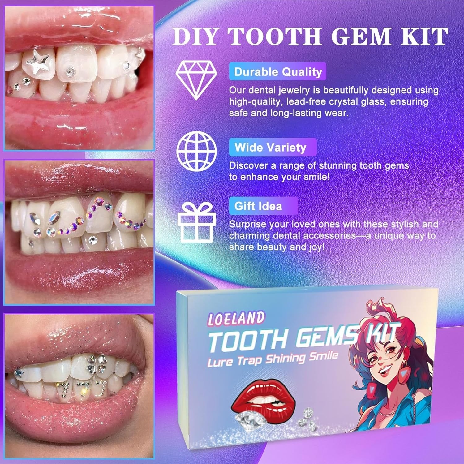 Fashionable Tooth Gem Kit – Versatile DIY Crystal Jewels for Stunning Results