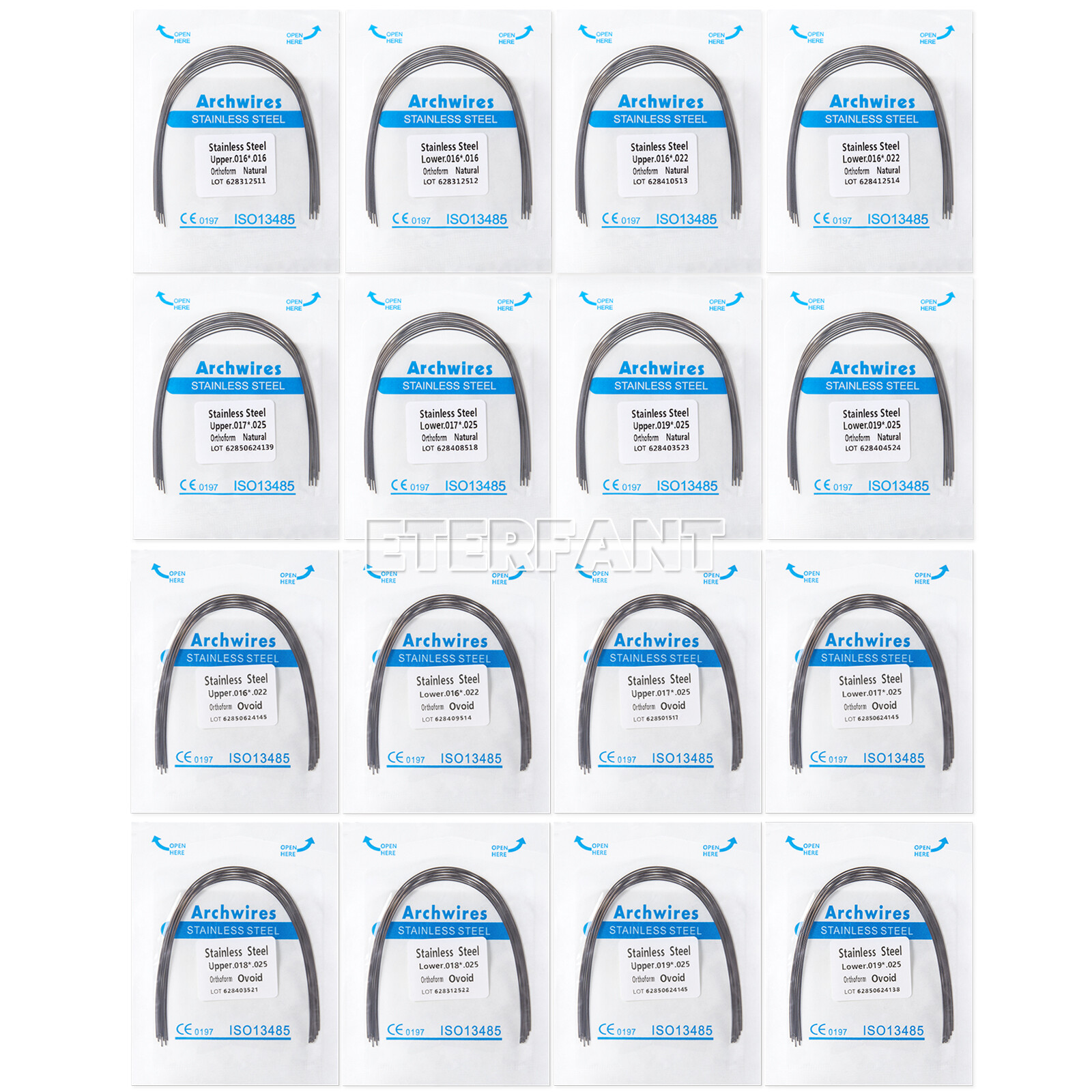 ETERFANT Dental 10pc/pack Ortho Arch Wires Super Elastic NiTi/Stainless Steel
