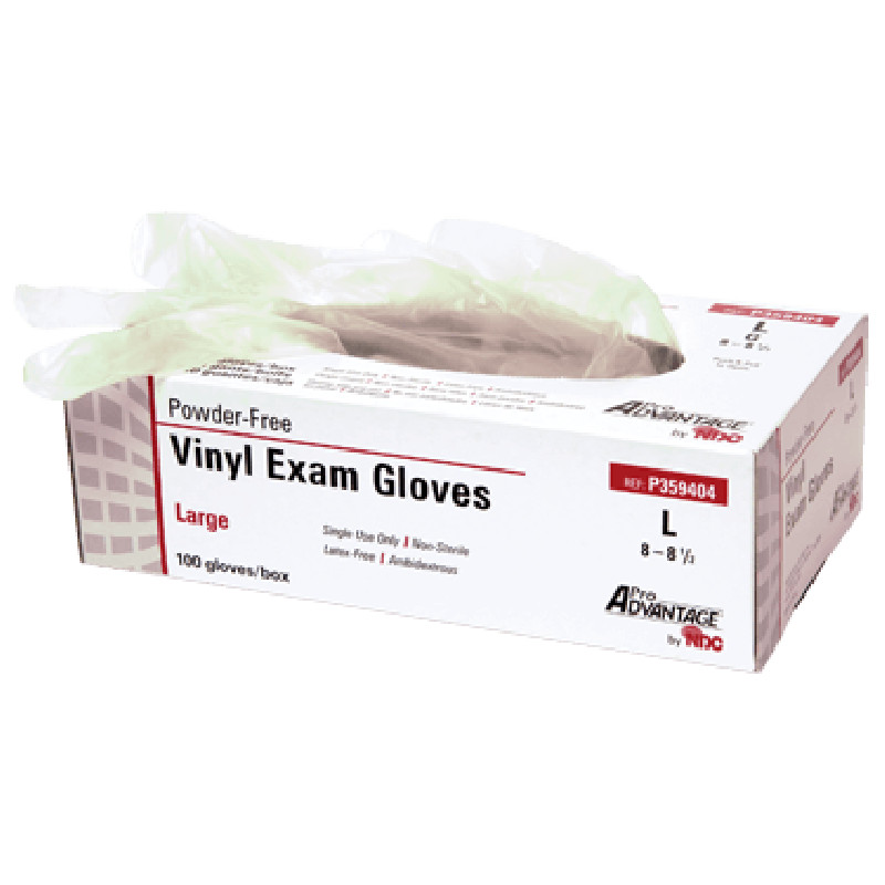 Pro Advantage Vinyl Powder Free Exam Gloves, Size M, 1 BOX