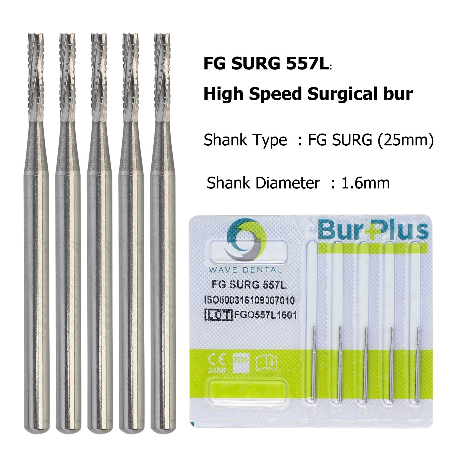 Wave Dental Surgical bur 557L Long 25mm FGOS Carbide Burs Surgical Length SL Bur