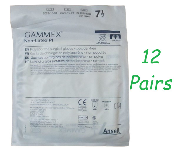 12 – Gammex Non-Latex PI Polyisoprene Powder-Free Surgical Glove Sz 7 1/2