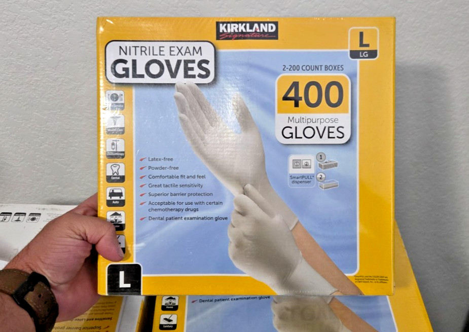 Kirkland Signature Nitrile Exam Gloves Size (Large) 400 Count