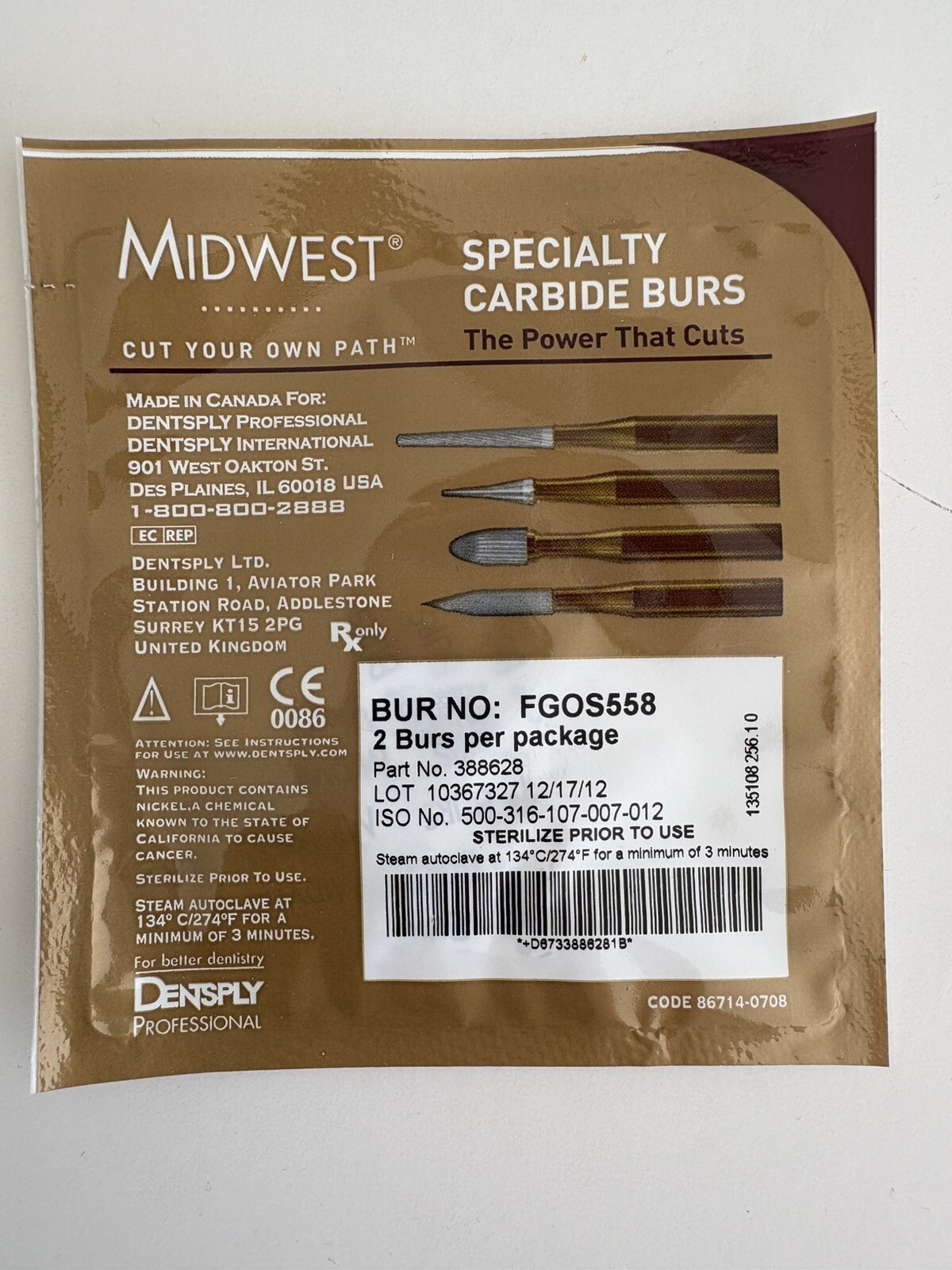 Midwest Friction Grip Oral Surgery FGOS558 Burs Made in Canada QTY 10