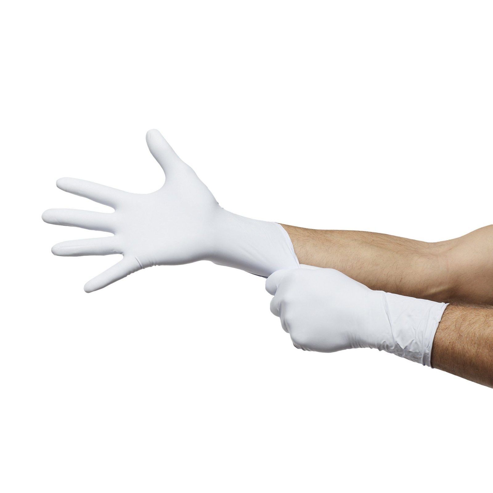 LifeStar EC Nitrile Extended Cuff Length Exam Glove, Medium, White / Blue