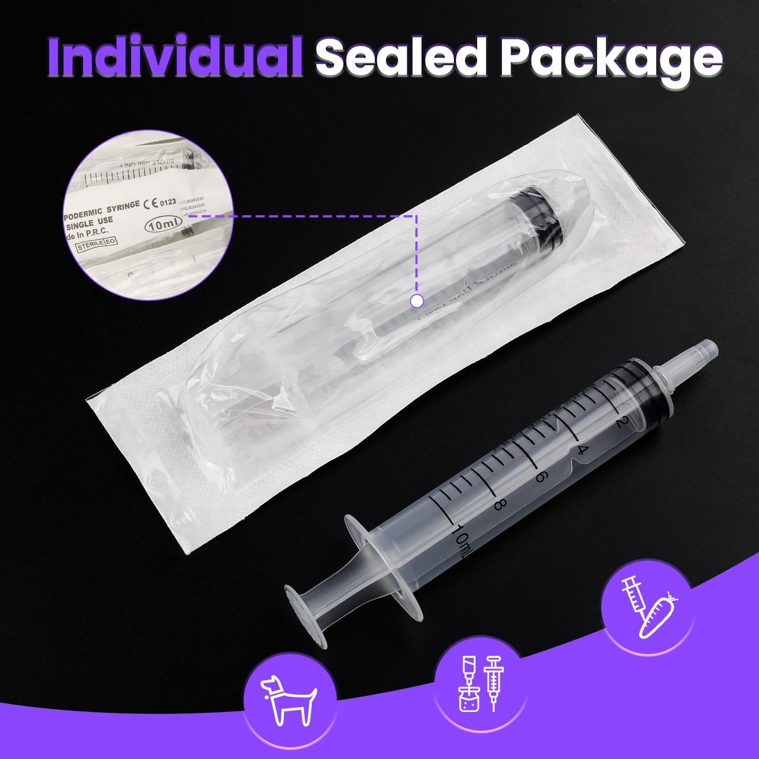 30 PCS 10ml Oral Syringe With Cap, Plastic Syringes without transparent
