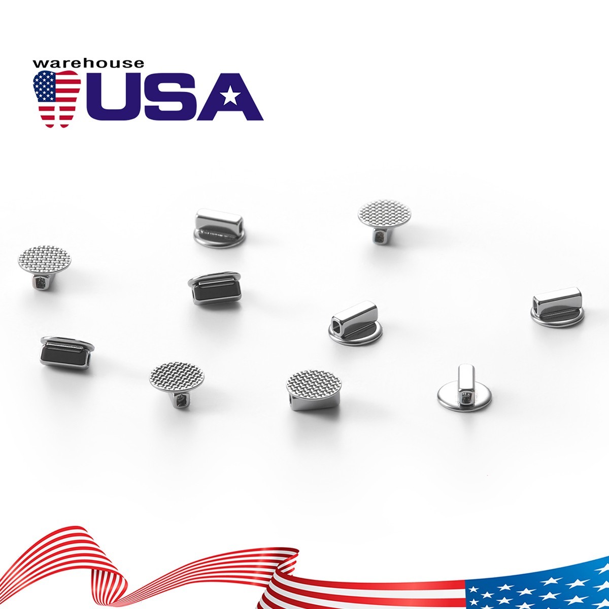 Dental Orthodontic Bondable Lingual Buttons With Single Tube Round Mesh Base