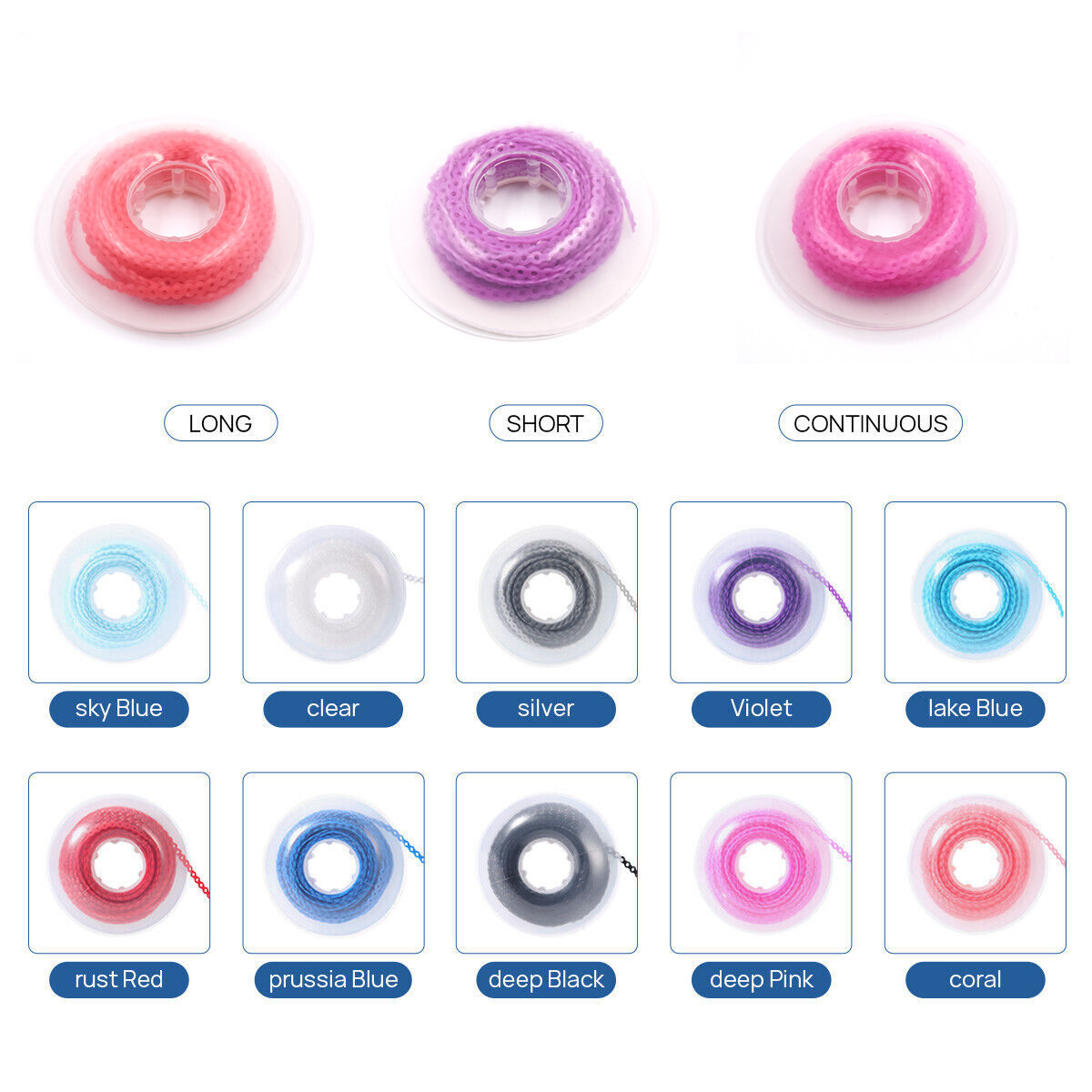 Dental Orthodontic Elastic Power Chain Brace Bands Rubber Ultra Short/Long/Close